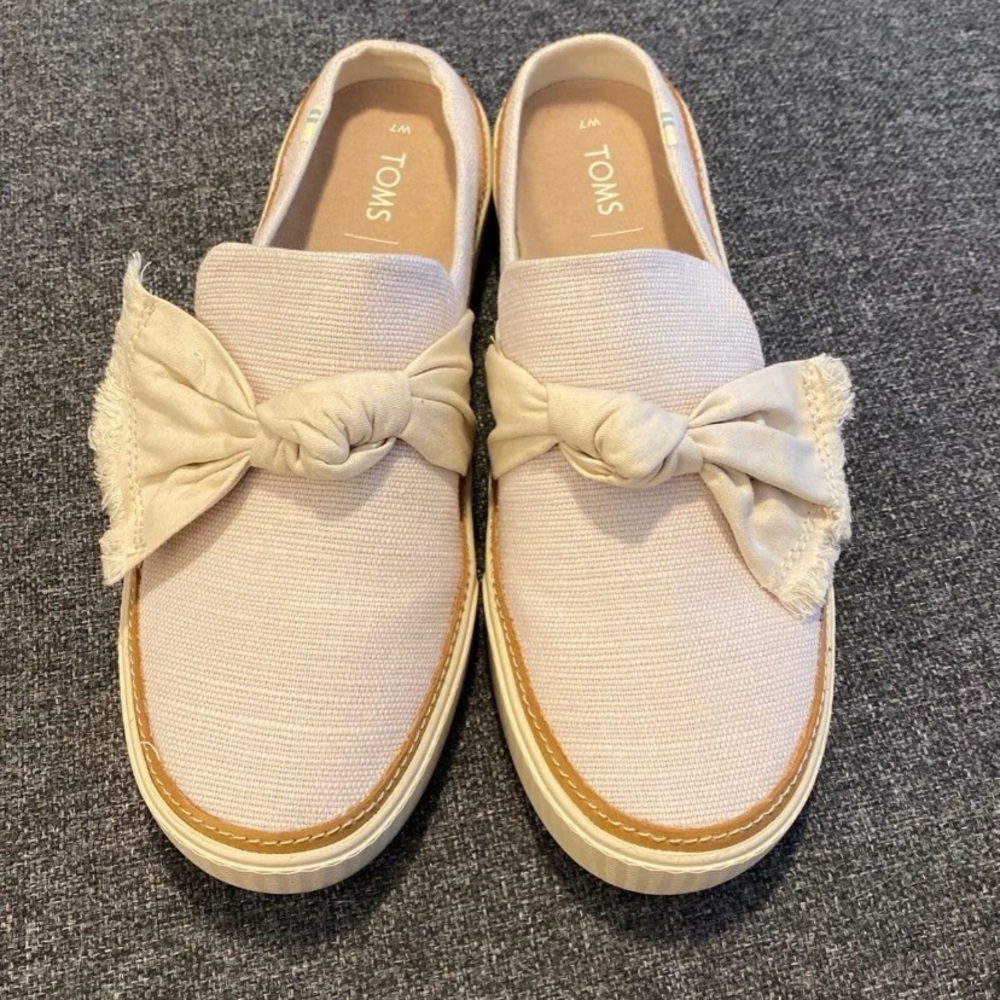 Toms Natural Heritage Canvas shoes bow knot